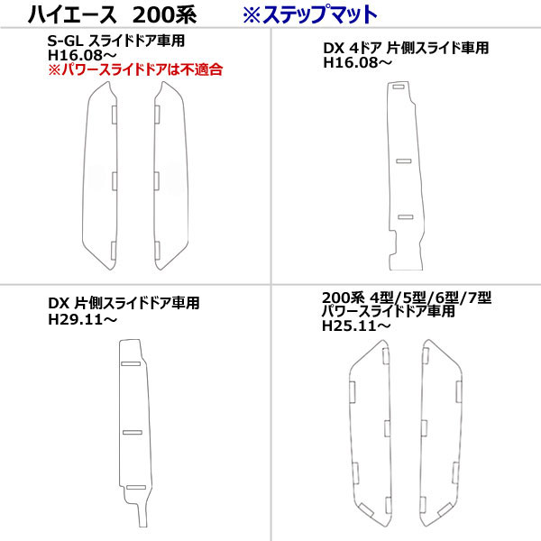 防水マット トヨタ ハイエース バン 200系 ステップマット DX スーパーGL スライドドア用 カーボン柄