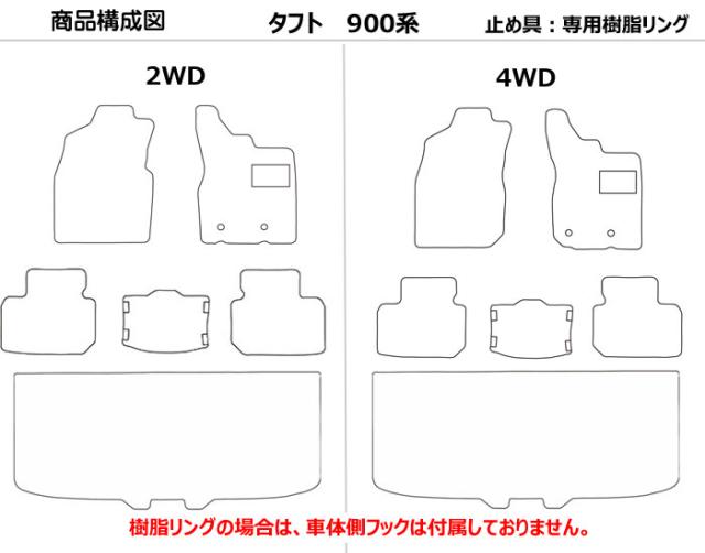 [次世代レザーマット]ダイハツ タフト 900系 フロアマット + トランクマット (ラゲッジマット)_1