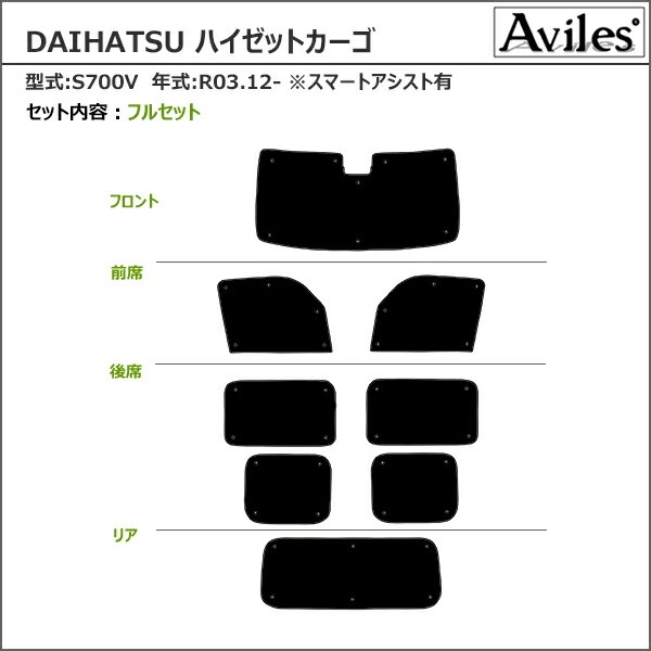 ダイハツ ハイゼットカーゴ S700V R03.12〜 サンシェード[カーテン 車中泊 日除け 防寒 目隠し]_1