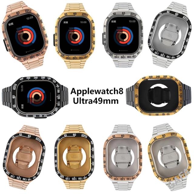 apple watch8 Ultra 49mm アップルウォッチ ケース バンド 高級 替え ベルト カバー メンズ 高品質 ステンレス 高耐久 ステンレス素材 高級 一体型 おしゃれの通販は 7,370円