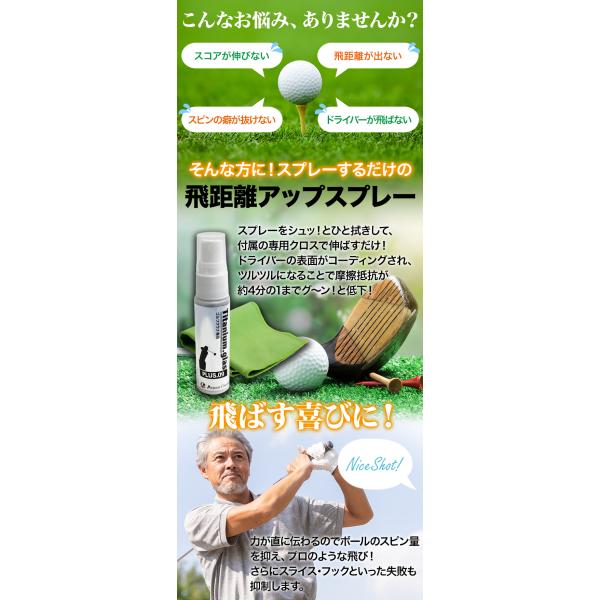 2本 飛距離アップスプレー 専用クロス付き ドライバー ゴルフ ゴルフクラブ 飛距離 コーティング 送料無料　満足良品館_2
