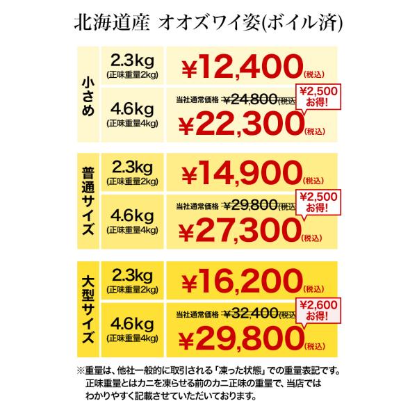 期間限定タイムセール  2.3kg 普通サイズ 北海道産オオズワイガニ姿(ボイル済) ズワイ ずわい ずわいがに ズワイガニ ズワイ蟹 ずわい蟹 全国送料無料_10