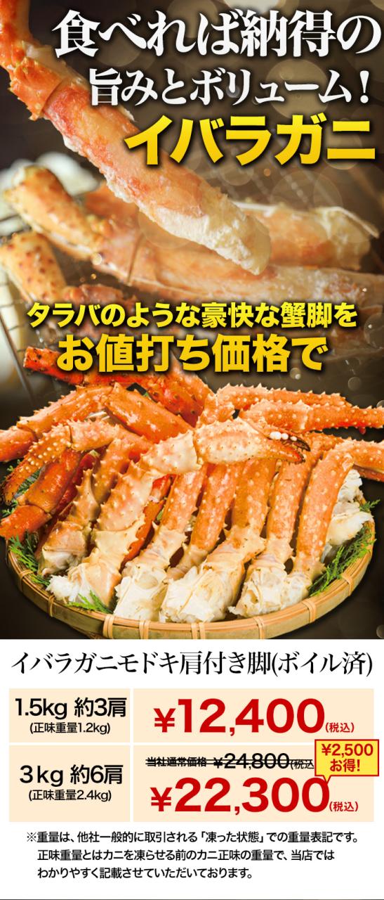期間限定タイムセール 3kg イバラガニモドキ ゴールデンキングクラブ肩付脚(ボイル済) いばらがに ボイル 蟹 カニ 満足良品館 満足良品館カニ 全国送料無料_1