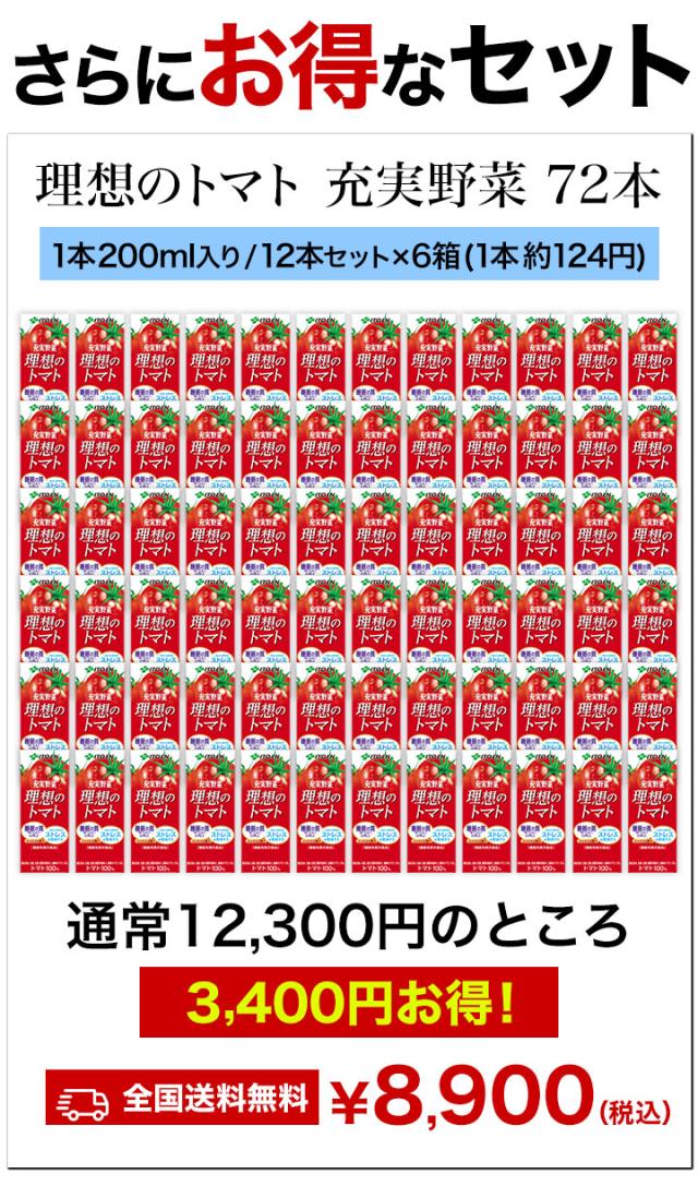 200ml 72本 理想のトマト 充実野菜 伊藤園 紙パック 特定表示食品 トマトジュース トマト GABA リコピン 野菜 野菜ジュース 満足良品館 全国送料無料_8