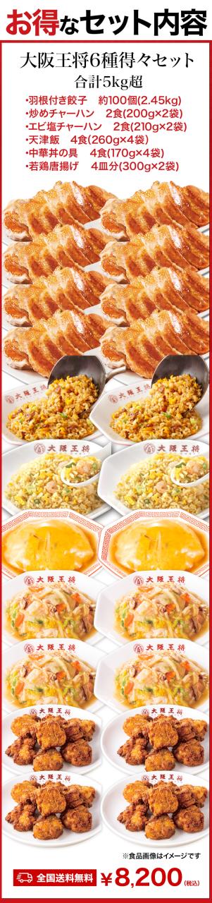 【お値引きクーポン配布中】【合計5kg超】大阪王将6種得々セット 天津飯 唐揚げ 餃子 炒飯 チャーハン 焼き飯 あんかけ 中華丼 惣菜 中華 中華惣菜 おかず 冷凍 福袋 王将福袋 得々福袋 満足良品館 全国送料無料_13