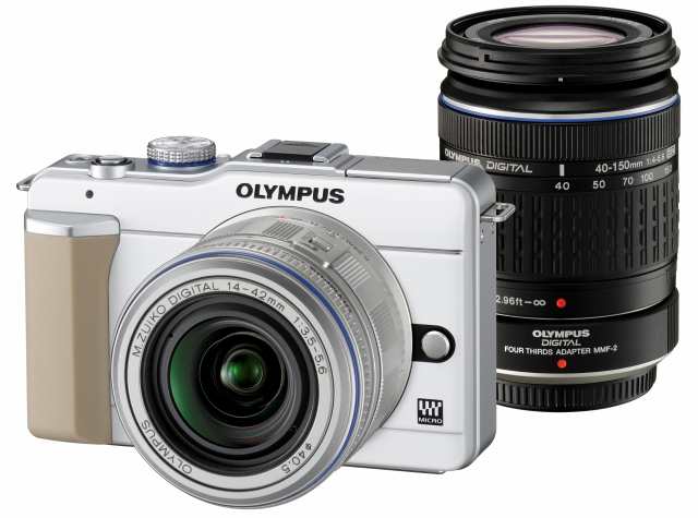 【中古】 ホワイト_ダブルズームキット OLYMPUS マイクロ一眼 PEN E-PL1ダブルズームキット ホワイト E-PL1 TLMK WHT