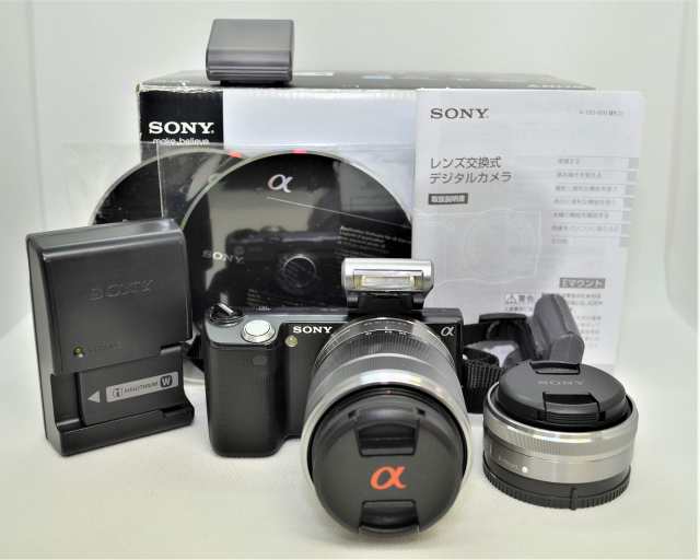 【中古】 ブラック SONY ミラーレス一眼 α NEX-5 ダブルズームレンズキットE16mm F2.8+E18-55mm F3.5-5.6 OSS付属 ブラック NEX-5D/B