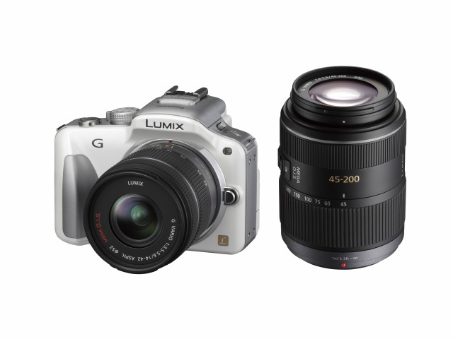 【中古】 シェルホワイト_ダブルズームキット パナソニック ミラーレス一眼カメラ LUMIX G3 ダブルズームキット シェルホワイト DMC-G3W-