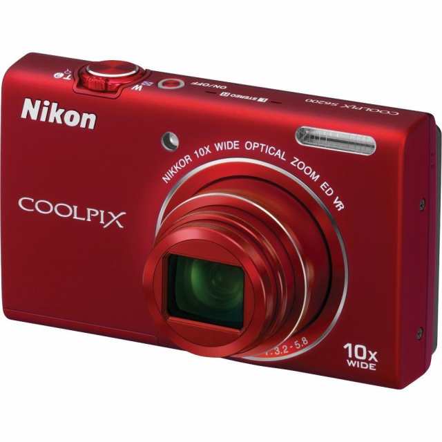 【中古】 Nikon COOLPIX S6200 16 MP デジタルカメラ 10倍光学ズームNIKKOR EDガラスレンズとHD 720pビデオ(レッド)