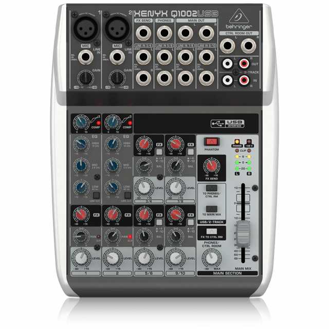 【中古】 単品 Behringer アナログミキサー 10チャンネル 1ノブコンプ/USBオーディオインターフェース搭載 XENYX Q1002USB ブラック