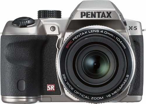 【中古】 クラシックシルバー PENTAX X-5 クラシックシルバー 1，600万画素 超広角-超望遠ズームレンズ 単3型電池仕様 デュアル手ぶれ補