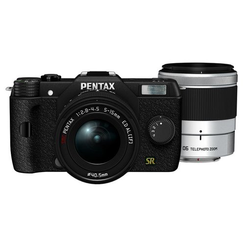 中古】 ブラック_ダブルズームキット PENTAX ミラーレス一眼 Q7 ダブル 