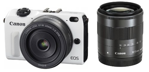 【中古】 ホワイト_ダブルレンズキット Canon ミラーレス一眼カメラ EOS M2 ダブルレンズキット(ホワイト) EF-M18-55mm F3.5-5.6 IS STM EF-M22mm F2 STM付属 EOSM2WH-WLKの通販は 302,220円