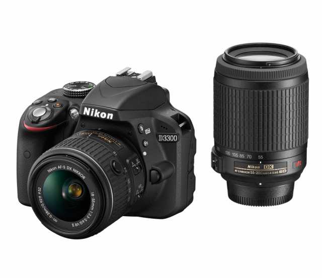 【中古】 ブラック_ダブルズームキット Nikon デジタル一眼レフカメラ D3300 ダブルズームキット ブラック D3300WZBK