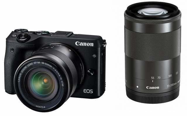 【中古】 ブラック_18-55 / 55-200キット Canon ミラーレス一眼カメラ EOS M3 ダブルズームキット(ブラック) EF-M18-55mm F3.5-5.6 IS ST