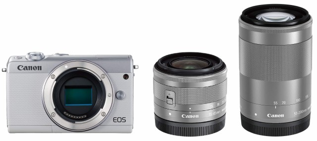 【中古】 ホワイト_ダブルズームキット_カメラ単体 Canon ミラーレス一眼カメラ EOS M100 ダブルズームキット ホワイト EOSM100WH-WZK