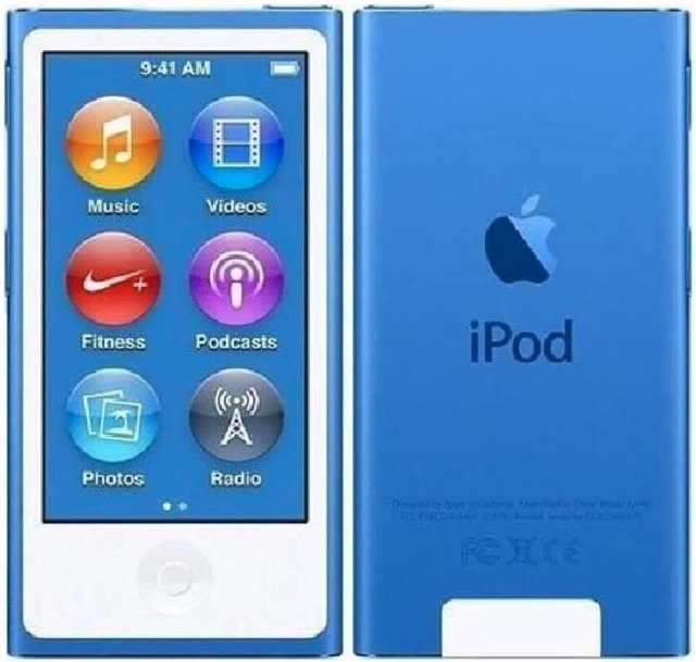 【中古】 M-Player iPod Nano 第7世代 16GB ブルー (純正充電コード付き) プレーンホワイトボックス入り