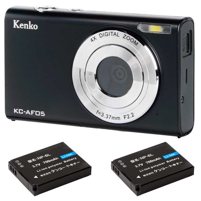 【中古】 光学ズーム無し/800万画素 ケンコー(Kenko) コンパクトデジタルカメラ KC-AF05ST バッテリー2個セット有効画素数800万画素 オー