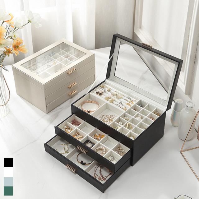 ジュエリーボックス ジュエリーケース アクセサリーケース アクセサリー 収納 アクセサリー収納ケース アクセサリーボックス ジュエリー アクセサリー入れ 持ち運び 携帯用 旅行 大容量 可愛い お洒落 高級 透明 3段式の通販は 5,145円