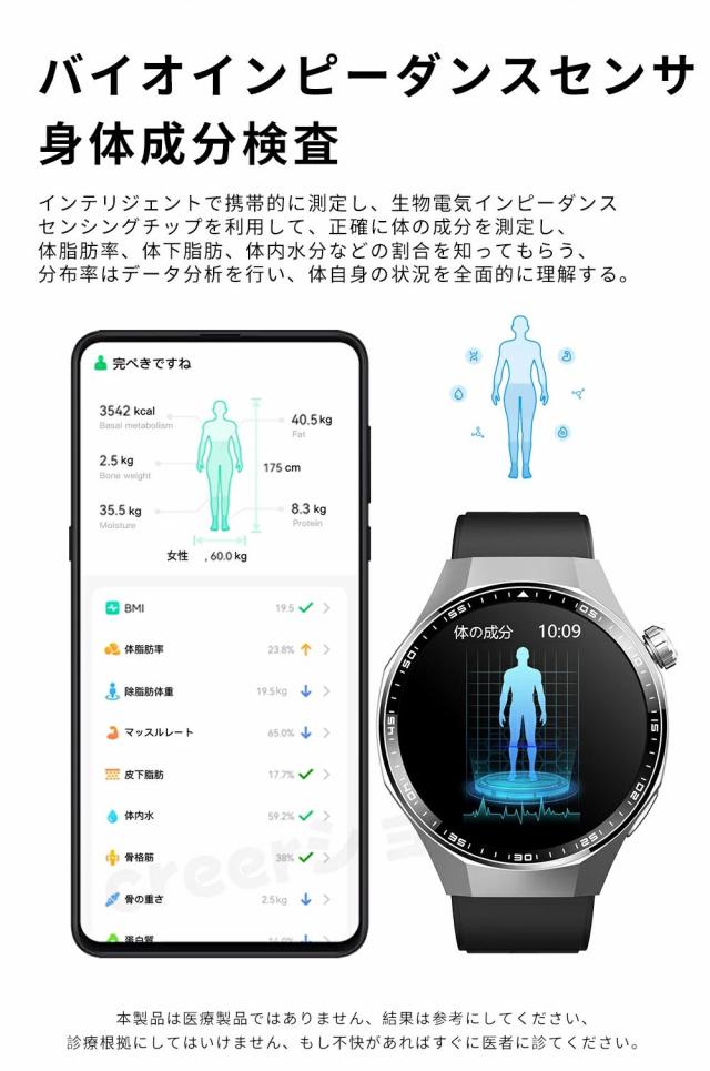 【10%超還元セレクト】【2026年最新型】 スマートウォッチ 日本製 健康管理 血圧 心拍数 血糖値 血中酸素 ECG センサー SOS機能 転倒アラーム 皮膚温度測定 音楽制御 通話機能 1.55インチ 大画面 IP67 日本語対応 iPhone/Android対応 ギフト プレゼント_9