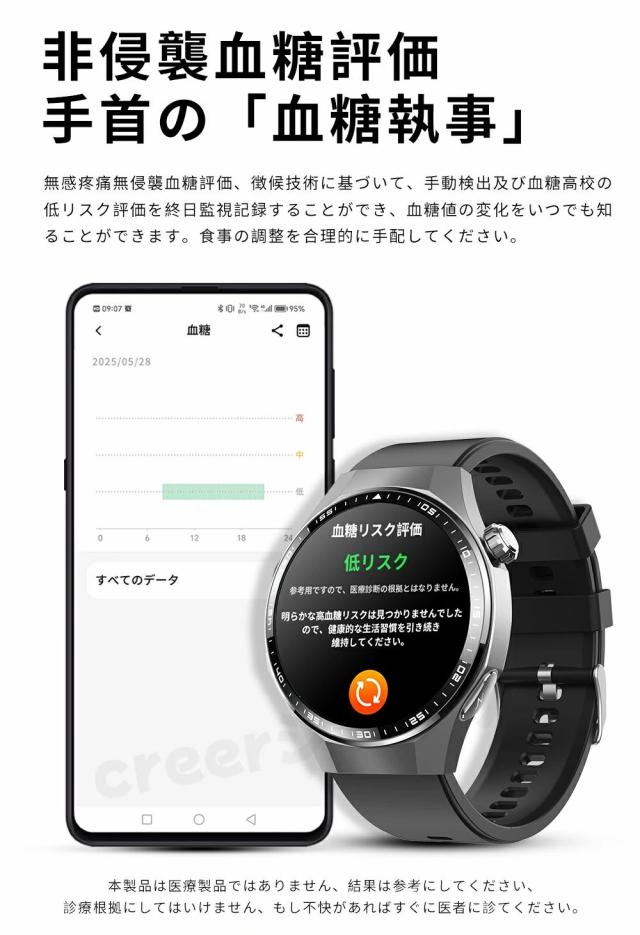【10%超還元セレクト】【2026年最新型】 スマートウォッチ 日本製 健康管理 血圧 心拍数 血糖値 血中酸素 ECG センサー SOS機能 転倒アラーム 皮膚温度測定 音楽制御 通話機能 1.55インチ 大画面 IP67 日本語対応 iPhone/Android対応 ギフト プレゼント_10