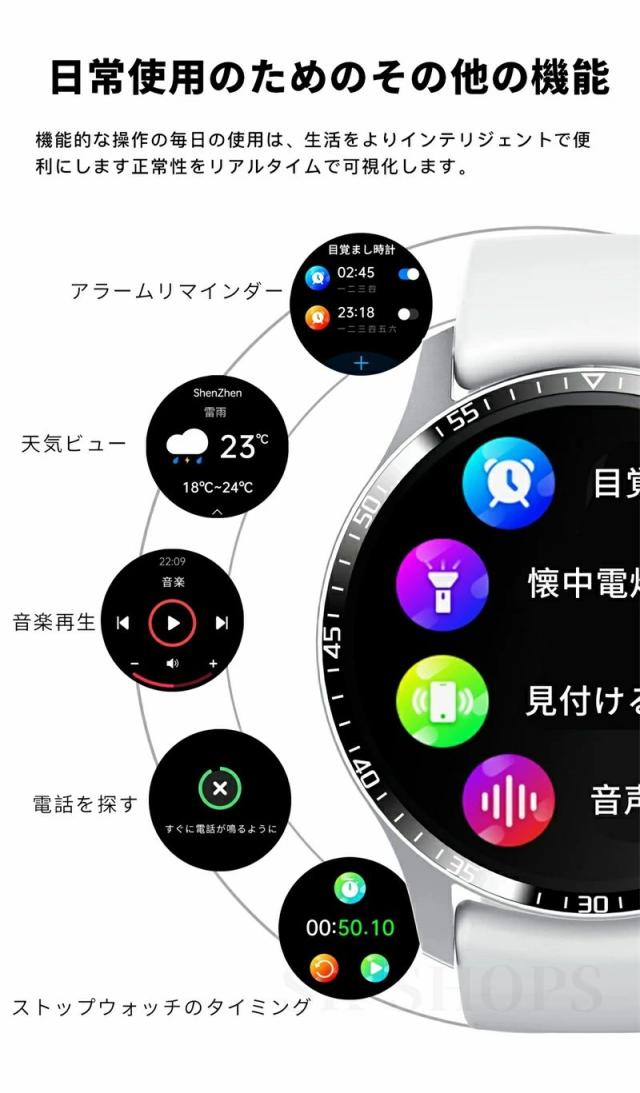 【10%超還元セレクト】スマートウォッチ 血圧測定 血糖値測定 心拍数 皮膚温度測定 1.35インチ大画面 日本製センサー 音声通話機能付き 血中酸素濃度 24時間健康管理 日本語説明書 IP67防水 iPhone/Android対応 ギフト_11
