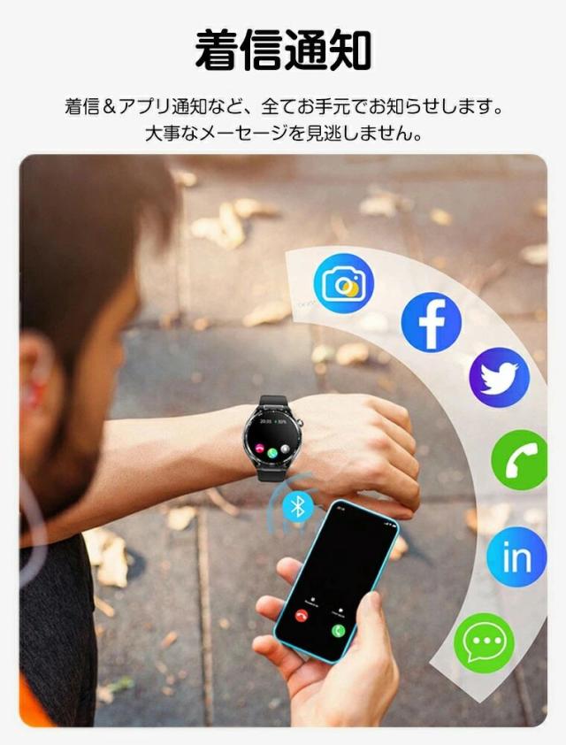 【大特価】スマートウォッチ レディース メンズ 24時間健康管理 1.55インチ大画面 IP67防水 SOS機能 運動モード 歩数計 消費カロリー 心拍数 着信通知 睡眠モード 天気予報 音楽制御 日本製センサー 腕上げ点灯 iPhone/Android対応 6色展開 送料無料_6