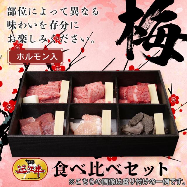 ホルモン入り 近江牛 食べ比べセット梅　牛肉 近江牛 ギフト お中元 お歳暮 お祝い 贈答 プレゼント お礼 厳選 肩ロース 内モモ ウデ 小腸 大腸 ハチノス 焼肉の通販は 6,375円
