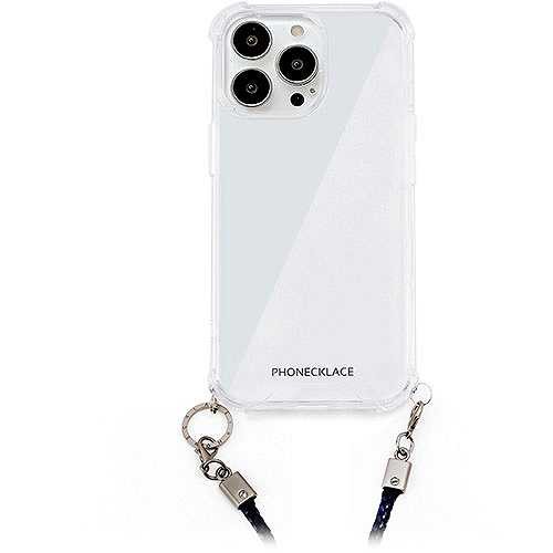 PHONECKLACE フォンネックレス ロープショルダーストラップ付きクリアケース for iPhone 15 Pro　ネイビー PN25579i15PR (倉庫AN)の通販は