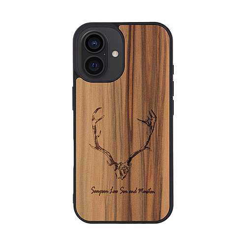 Man & Wood マンアンドウッド MagSafe対応天然木ケース for iPhone 16 ウッドディアホーン I27053i16 (倉庫AN)の通販は 6,150円