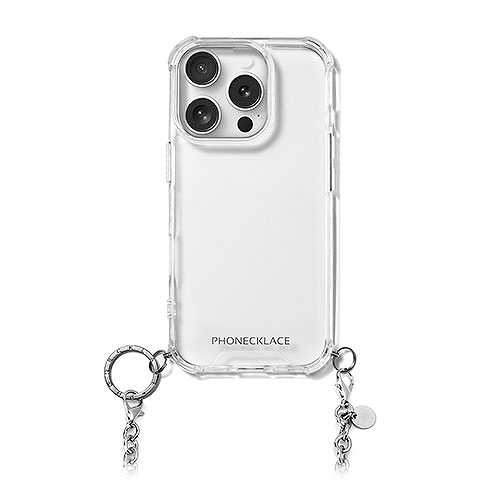 PHONECKLACE フォンネックレス チェーンショルダーストラップ付きクリアケース for iPhone 16 Pro シルバー PN27187i16PR (倉庫AN)の通販は