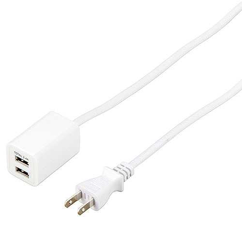 【10個セット】 YAZAWA USBタップ 2ポート 2.4A 1m ホワイト H72012UWHX10 (倉庫AN)の通販は