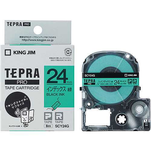 【5個セット】 KING JIM キングジム テプラPROテープ インデックスラベル 緑/黒文字 KJ-SCY24GX5 (倉庫AN)の通販は