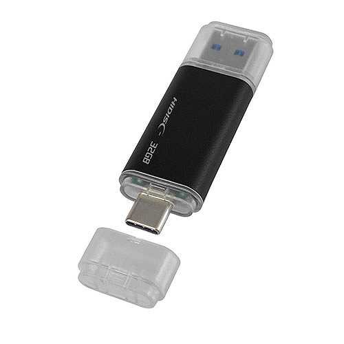 【5個セット】 HIDISC USB3.2 Gen2 Type-C &Type-A搭載 フラッシュドライブ 32GB キャップ式 HDUF136C32G3CX5 (倉庫AN)