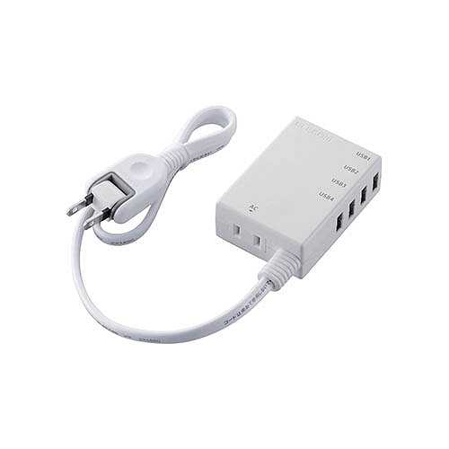 エレコム USBタップ/USBメス×4/AC×1/ケーブル60cm/3.1A/ホワイト MOT-U06-2144WH (倉庫AN)の通販は