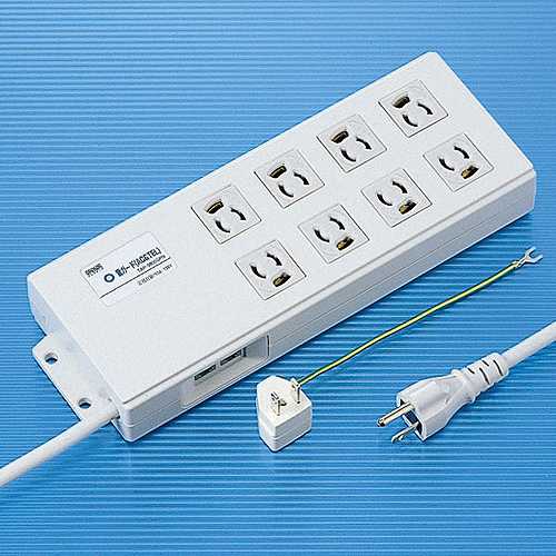 サンワサプライ 雷ガードタップ 3P 8個口 2m TAP-3805SPN (倉庫AN)の通販は