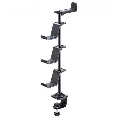 サンワサプライ クランプ付きゲームコントローラースタンド ヘッドフォンホルダー付・ブラック JY-STN2BK (倉庫AN)の通販は 5,243円