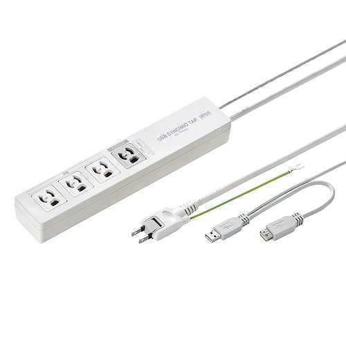 サンワサプライ パソコン連動タップ 3P 4個口 2m TAP-RE34U-2 (倉庫AN)の通販は