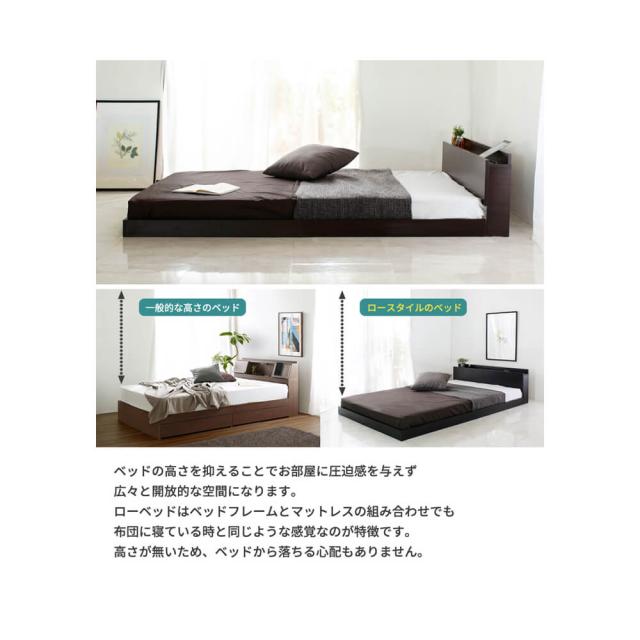 Ｌｉｓｔｏｎ（リストン）　ヘッドボード付きフロアベッド　セミダブル　ベッド　フレームのみ　収納　コンパクト　コンセント　ヘッド　ヘッドボード　フロア　フロアベッド　すのこベッド　すのこ　送料無料　おしゃれ　スタンザインテリア　Ｌｏｎｎｉｅ　ロニー
