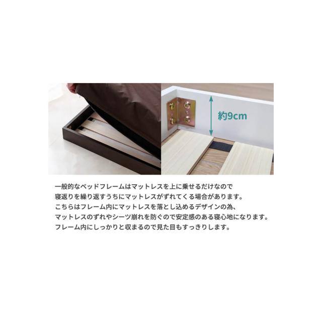 Ｌｉｓｔｏｎ（リストン）　ヘッドボード付きフロアベッド　セミダブル　ベッド　フレームのみ　収納　コンパクト　コンセント　ヘッド　ヘッドボード　フロア　フロアベッド　すのこベッド　すのこ　送料無料　おしゃれ　スタンザインテリア　Ｌｏｎｎｉｅ　ロニー