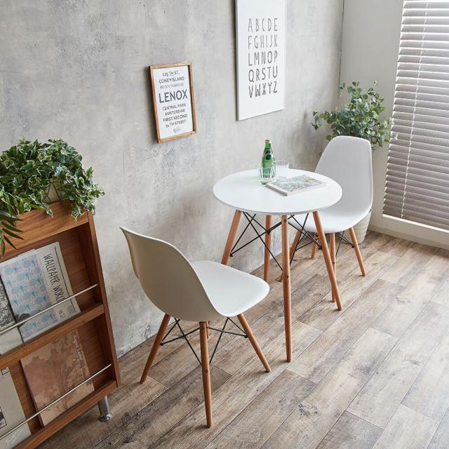 Ｅａｍｅｓ（イームズ）　ダイニング３点セット　ダイニング　ダイニングセット　ダイニングチェアー　チェアー　ダイニングテーブル　円形　レトロ　ダウェルレッグ　イームズ　Ｅａｍｅｓ　モダン　送料無料　おしゃれ　ＥＣＯＲＯ　ホワイト　ナチュラル　シンプル　北欧_3