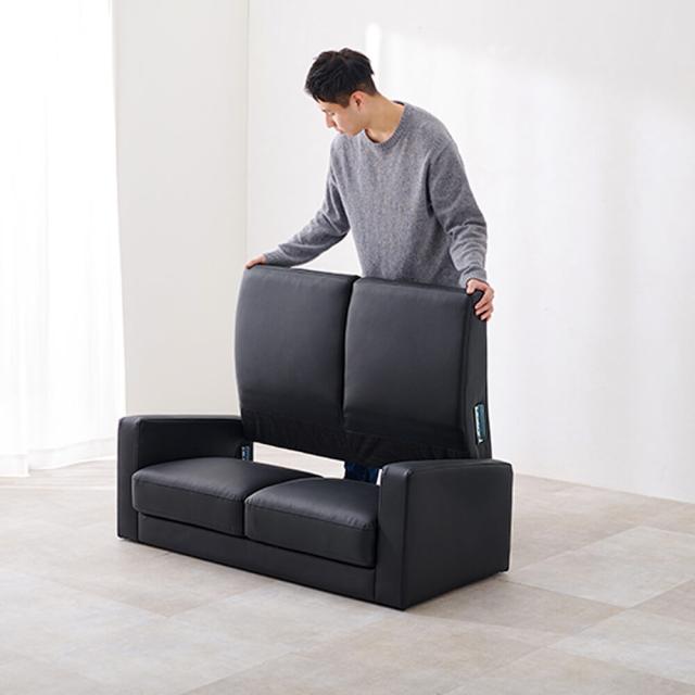 ソファ　１２０ｃｍ　２人掛け　コンパクト　ローソファ　コンパクト　ハイスタイル　シンプル　高さ調節　脚　合成皮革　レザー_17