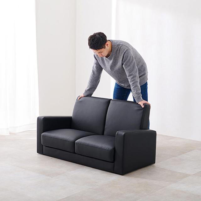 ソファ　１２０ｃｍ　２人掛け　コンパクト　ローソファ　コンパクト　ハイスタイル　シンプル　高さ調節　脚　合成皮革　レザー_18