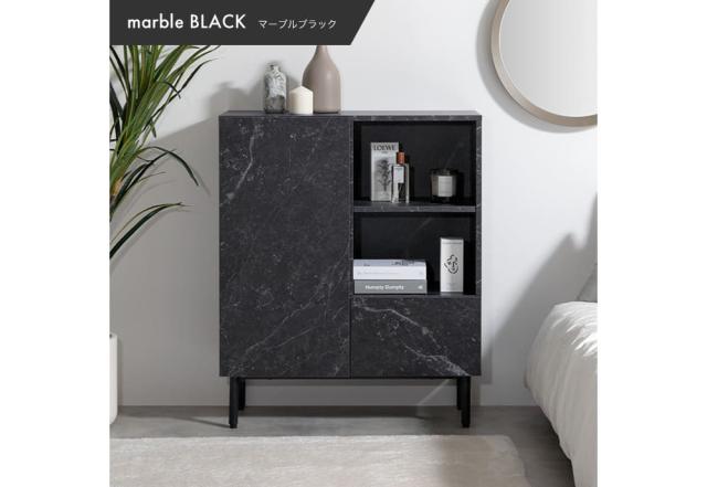 マーブル調キャビネット　収納　ラック　収納ラック　収納家具　棚　スリム　木製　白　おしゃれ　ロータイプ　幅７２ｃｍ　韓国_18