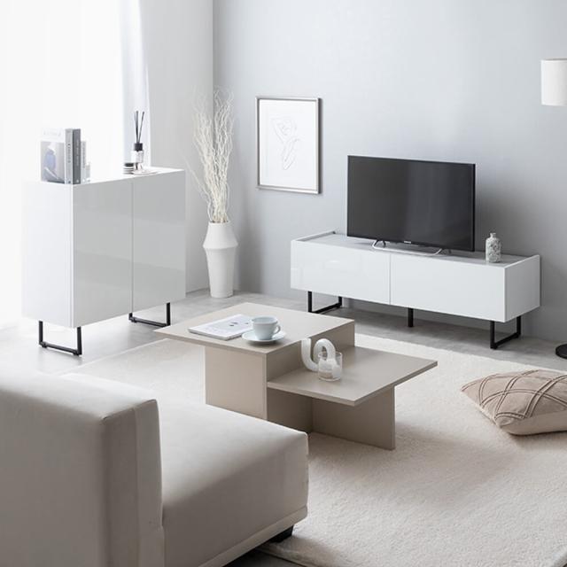 テレビボード　テレビ台　ローボード　扉収納　ｔｖ　スリム　鏡面　石目調　リビング　モダン　白　幅１２０　フラット　ストーン　脚付_3