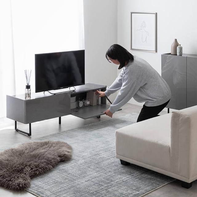 テレビボード　テレビ台　ローボード　扉収納　ｔｖ　スリム　鏡面　石目調　リビング　モダン　白　幅１２０　フラット　ストーン　脚付_5