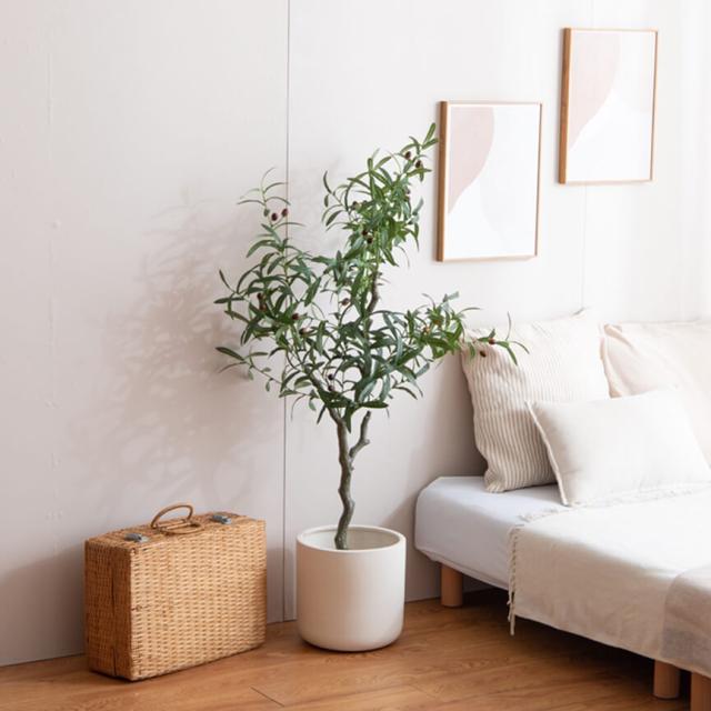 フェイクグリーン　人工観葉植物　おしゃれ　光触媒　観葉植物　高さ１２５ｃｍ　リアル　フェイク　防臭効果　インテリア　オリーブ_1