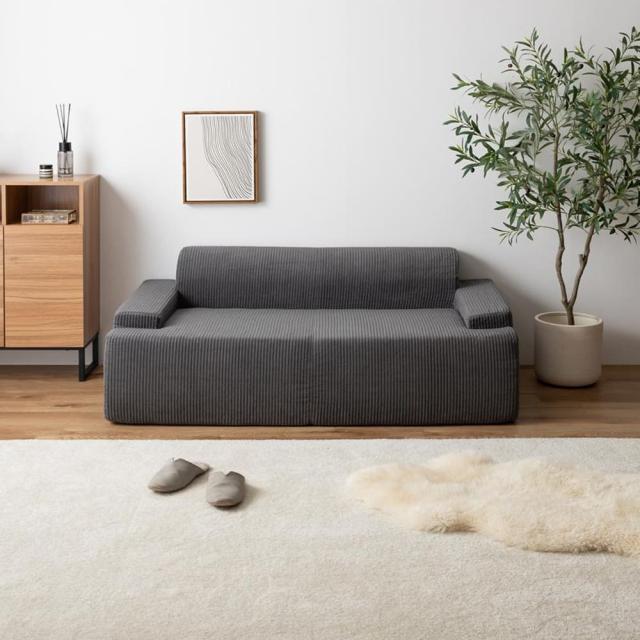 グレー】ソファベッド 最大5人掛け 組立て不要 フロアソファ 軽い