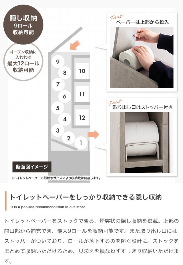 スリムトイレ収納　トイレ収納　スリムトイレ収納　トイレットペーパー収納　縦型収納　省スペース収納　隙間収納　トイレラック_11