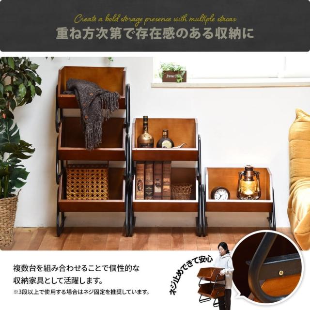 Ａｒｖｉｄ（アーヴィッド）スタッキングボックス　収納ボックス　スタッキング収納　木製収納　アイアン家具　ヴィンテージ家具　インダ_15